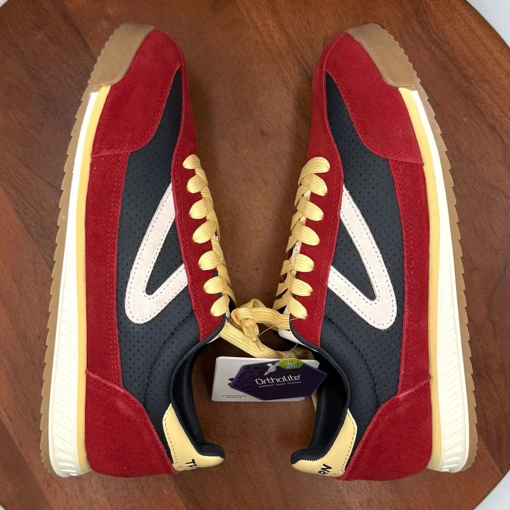 Tretorn Rawlins 2.0 Sneakers Colorblock Red Navy Yellow Retro Sporty Womens 9 - Picture 9 of 12